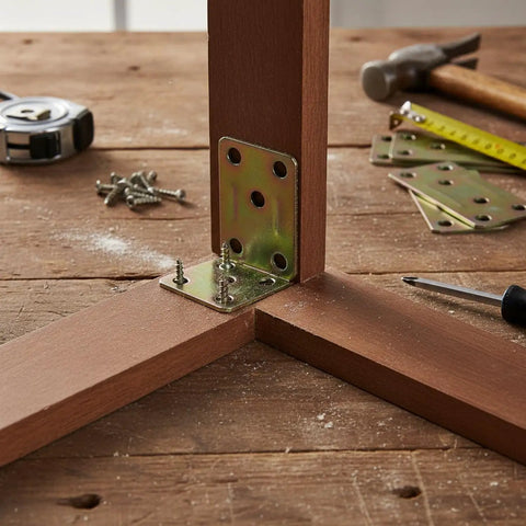 Flat Steel Furniture Connector Plate For Cabinet And Bookshelf Repair 3.15 X 1.5 Inch Cold Rolled Bracket in use on wood joint