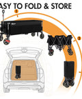 51.2 Inch Long Foldable Wagon With Brakes And Cargo Net shown folded for easy transport in a car trunk