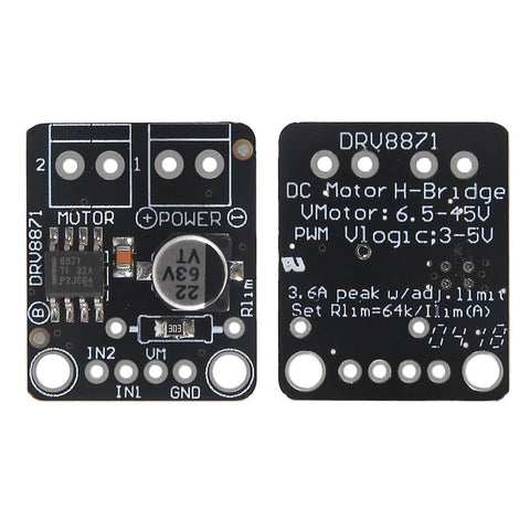 Three Pack DRV8871 DC Motor H Bridge Breakout Board For Brushed Motors 6.5V To 45V Up To Three Point Six Amp Max PWM Control Arduino Compatible Easy DIY Motor Driver Module Set