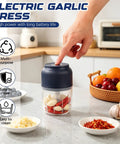 Portable Cordless Electric Garlic Chopper And Vegetable Dicer With 400ml Capacity For Onions Ginger Peppers. Easy Press Control Detachable Design.