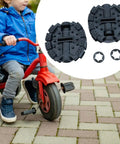Two Pack Kid Friendly Tricycle Pedals Replacement Set For 1.25cm Rod Rubber Bicycle Pedals For Children Durable Outdoor Cycling Accessories Easy Install Ideal Spare Pedals For Trikes And Small Bikes shown with tricycle