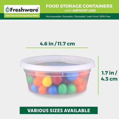 50 Piece 8 Oz Deli Containers With Lids For Meal Prep, Leakproof And Stackable Storage Boxes, BPA Free