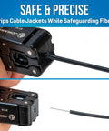 Fiber Optic Drop Cable Stripper For FTTH Cables 3.1 mm X 2.0 mm With FRP Or Steel Strength Members demonstrating clean fiber access