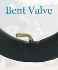 Two Pack Bike Tubes With Bent Valve for electric bikes kids bikes and electric scooters made from butyl rubber close-up