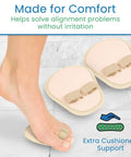Toe Straightener Splint Pair For Hammer Toe Correction And Claw Toe Relief All Day Comfort Crooked Toe Realignment Cushion Brace Metatarsal Support Guard Gentle Toe Alignment For Women And Men, demonstrating use on foot