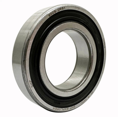 6006-2RS deep groove ball bearing 30x55x13mm, side view showing double rubber seal for high speed radial use in machinery.