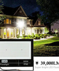 Two Pack 300W LED Flood Lights 39,000 Lumens Ultra Bright 6000K Daylight Outdoor Garage Garden Epistar Chips 450pcs shown on lawn