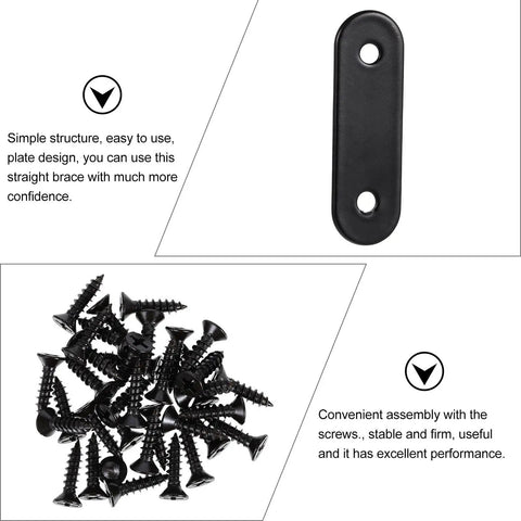 Heavy Duty Black Stainless Steel Brace Brackets For Wood Furniture And PCs showing plate with screws, simple structure