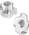 Badass 1/4-20 Tee Nut Fasteners With 5/16 Inch Barrel crafted from top tier 304 stainless steel, suitable for cabinetry assembly.