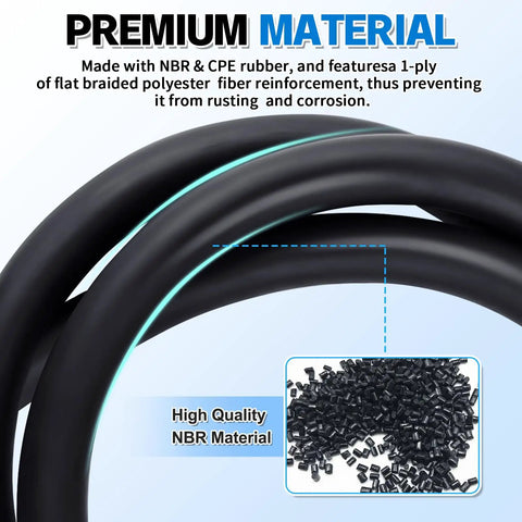 Heavy Duty 3/8 Inch ID Transmission Oil Cooler Hose, 5 Ft Power Steering And Hydraulic Line, 300 PSI, showing premium NBR material detail.
