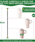 2-Foot Female To Female Garden Hose Connector With Metal Reel Adapter, Stainless Steel, alongside 20 oz cup for size reference.