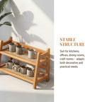Two Tier Coffee Station Organizer With Bamboo Mug Holder For Countertop Rustic Vintage Mug Rack For Kitchen Farmhouse Style Tea Coffee Cup Display And Storage showing mugs on bamboo shelves
