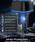 Super Slim 3 Port USBC Car Charger With Dual PD 20W Fast Charging And Quick Charge Adapter showing internal components and protections.