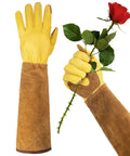 Long Cowhide Leather Gardening Gloves For Women And Men, Thorn Proof Rose Pruning Gloves, Extra Long Cuff Protection, Size XL, 1 Pair