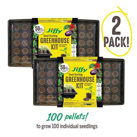 Seed Starter Tray Kit With Two 50 Cell Trays And 42 Millimeter Peat Pellets For Easy Germination Includes Bonus SUPERthrive And Plant Labels