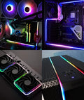 "Lit ARGB PC Light Strips For 5V 3 Pin Headers illuminating various PC components and cases with vibrant RGB lighting"