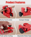 Two Pack Tubing Cutter Set For Copper, Brass, Aluminum And PVC Pipe, 1/8 Inch To 5/8 Inch Cut Range, Heavy Duty Steel Construction