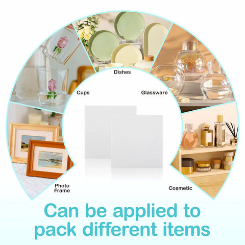 Illustration showcasing Move Day Must Have Dish Packing Kit That Hits Hard On Protection With foam pouches and sheets for diverse items.