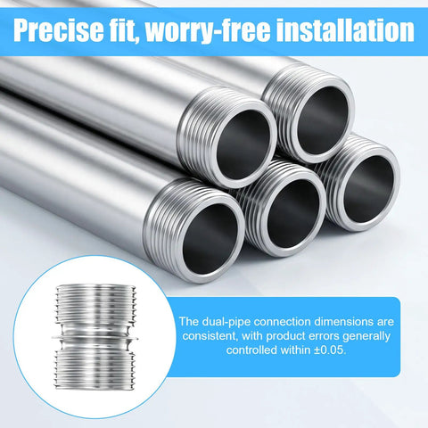 Heavy Duty Wire Shelving Pole Connectors And 8 Pack Coarse Thread Mounting Rods in silver steel, showcasing precise threaded ends for easy installation.