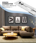 Heavy Duty Sectional Couch Connectors 5 Pack Metal Sofa Brackets With Interlocking Teeth To Keep Your Setup Locked And Loaded And No More Shifting When You Kick Back And Chill, silver iron connector on a sofa.
