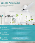 WINDBROOK Modern Ceiling Fan No Light, 42 Inch Black 3 Blade Ceiling Fan With Remote, showcasing adjustable 6 speeds in a bright kitchen.