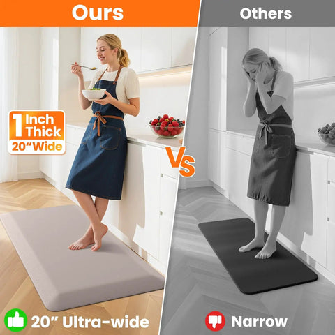 Comparison of Ultra Thick 1 Inch Anti Fatigue Kitchen Mat 20 By 39 Inches Non Slip Waterproof Floor Mat For Standing Desk Kitchen Sink And Home Office Khaki and a narrow mat
