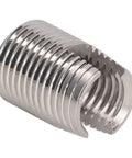 20Pcs Slotted Self Tapping Threaded Inserts Kit M16 By One Point Five 22mm Stainless Steel Helicoil Style Thread Repair For Cars And Trucks No Pre Tap Required High Tensile Strength Durable Fix., close-up stainless steel M16x1.5 slotted self-tapping threaded insert, 22mm