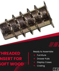Threaded Wood Inserts For Soft Wood With Zinc Hex Flange, 10-24 Internal Threads, 0.787 Inch Length, Pack Of 50, Must Have For DIY Furniture Projects, Drawer Pulls, Display Cases, And Crating