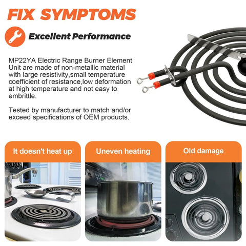 MP22YA Electric Range Burner Element Unit Set Upgraded 2026 Replacement Kit 6inch 8inch coils stainless titanium alloy