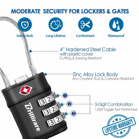 TSA Approved Luggage Locks 2 Pack With 3 Digit Resettable Combos Waterproof Zinc Alloy Padlocks For Travel Bags Backpacks Lockers And Gym Gear Built Tough For Airport Security And Peace Of Mind