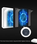 Wireless Smart Scene Switch Button For Four Gang Home Automation Battery Powered With Included CR2430 Zigbee And Tuya Compatible 12 Scene Controller Light Switch Hub Required White, next to battery and hub