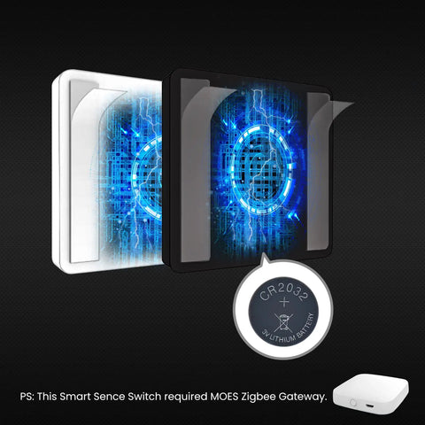 Wireless Smart Scene Switch Button For Four Gang Home Automation Battery Powered With Included CR2430 Zigbee And Tuya Compatible 12 Scene Controller Light Switch Hub Required White, next to battery and hub