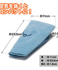 Folded light blue Ambidextrous Golf Bare Swing Trainer With Triangular Design, showing compact size and measurements.