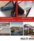Steps showing Premium Ultra Heavy Duty Self Adhesive Waterproof Roof Patch Tape for Asphalt Shingles and Leaks application.