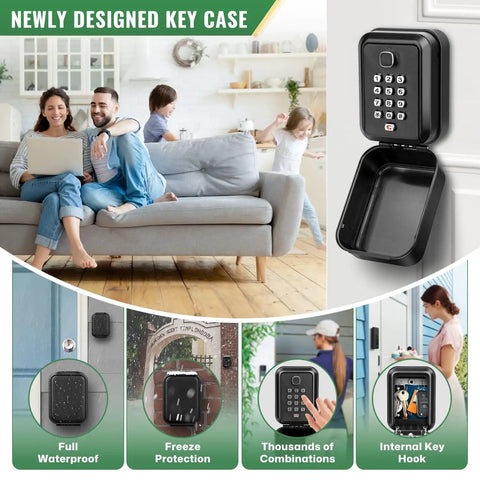Waterproof Key Lock Box With Code Wall Mount Safe For House Keys Realtors And Garage Spare Keys 12 Digit Keypad shown open