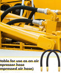 Solid Brass Short Air Compressor Hose Two Pack 18 Inch With One Quarter Inch Male NPT Threads visible on machinery.