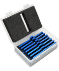 Heavy-Duty Aluminum Router Table Setup Bars Set Of 7 Pieces For Dead-On Woodworking Precision Depth Control And Fence Alignment Compatible With Kreg Systems in clear case.