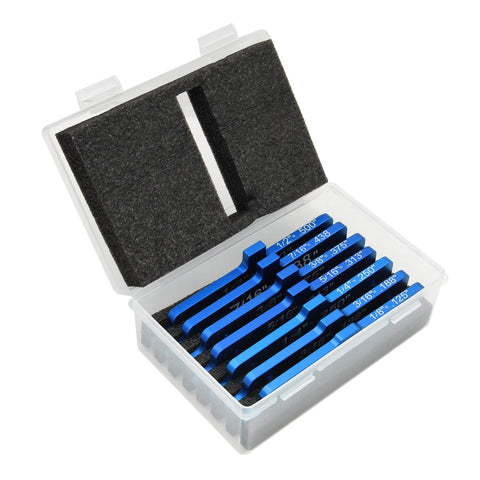 Heavy-Duty Aluminum Router Table Setup Bars Set Of 7 Pieces For Dead-On Woodworking Precision Depth Control And Fence Alignment Compatible With Kreg Systems in clear case.