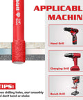 Goldblatt 10-piece 1/4-in diamond drill bit set; red bits for porcelain tile, side view.