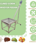 Heavy Duty Incline Auger Screw Conveyor For Industrial Feeding, Stainless Steel Spiral Hopper Powder Feeder 750W, 220V 1PH image