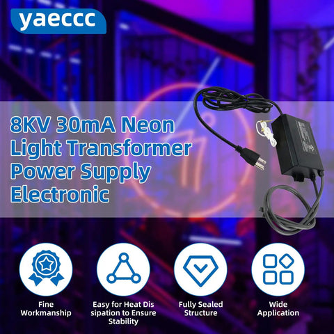 Image of High Voltage Neon Sign Transformer Power Supply 8kV 30mA Solid State UL Listed Indoor Use Only With Low EMI And High Power Factor
