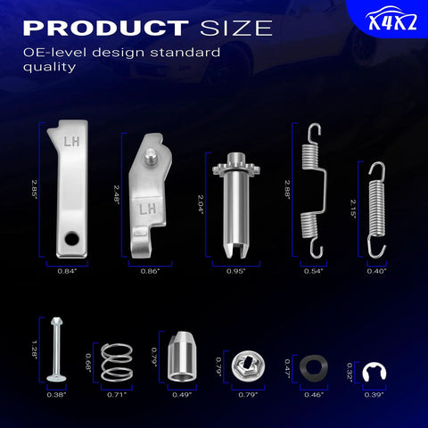 Stainless Steel Parking Brake Hardware Kit LH And RH For 1965 1982 Corvette C2 C3 Replacement Set shown with size details