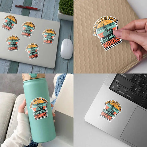Collage of Ham Radio Sticker When All Else Fails Quote Vinyl Decal Waterproof For Laptop Toolbox Notebook Transceiver Car Set Of 3 Inch Decals.