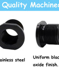 Two black steel Ficero thread protectors for 1/2-28 to 5/8-24 conversion with crush washer