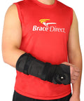Ambidextrous Wrist Brace With Adjustable Malleable Aluminum Cuffs For Wrist Forearm And Arm Support Relieves Carpal Tunnel Tendonitis Pain All Day Comfort Universal Left Or Right Fit worn by person in red shirt