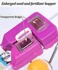 Walk Behind Single Wheel Seed Planter With Large Capacity Seed And Fertilizer Box, Transparent Hopper viewed from above