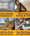 Image showing crown molding, wainscoting, handrails, and workshop; uses for No Math No Guesswork Miter Saw Protractor With Large Scales.