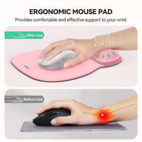 Super Comfy Gel Wrist Rest Mouse Pad With Ergonomic Support Non Slip Surface For Office Gaming And Study Cushioned Pink Desk Mat