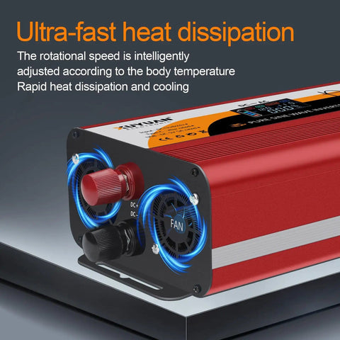 Beefy 1000W Pure Sine Wave Inverter For RV And Home With Auto Detect showcasing cooling fans for heat dissipation