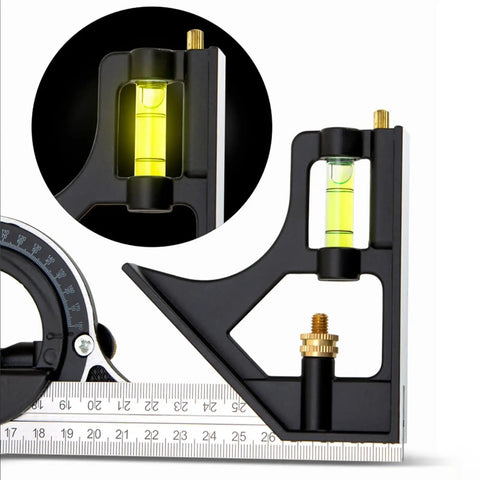 300mm Adjustable Sliding Protractor Ruler In Stainless Steel For Precision Carpentry And Drafting with bubble level